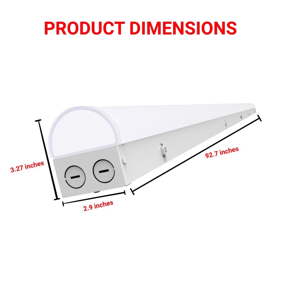 8FT LED Strip Light - Wattage Adjustable Up to 90W, Color Tunable 3500K/4000K/5000K, Dimmable, Ceiling Light Fixture, Energy Efficient Lighting