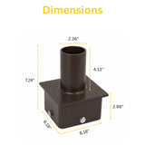 Tenon Adapter for 6" Square Pole, Fits 2-3/8" Slip Fitter Lights, Heavy-Duty Steel Mounting Bracket for Shoebox and Flood Lights, Dark Bronze Finish