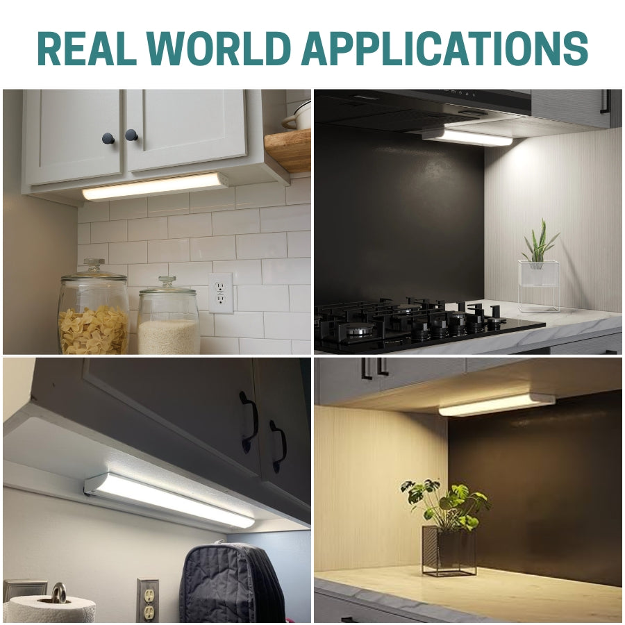 9 Inch LED Under Cabinet Lighting, 4W, 3CCT 3000K/4000K/5000K, 320 Lumens, Hardwired, On/Off Switch, CRI 80+, ETL Certified – Perfect for Kitchen, Vanity, Tiny Home, Makeup Station, Bookshelf, Task, Display, Home Office