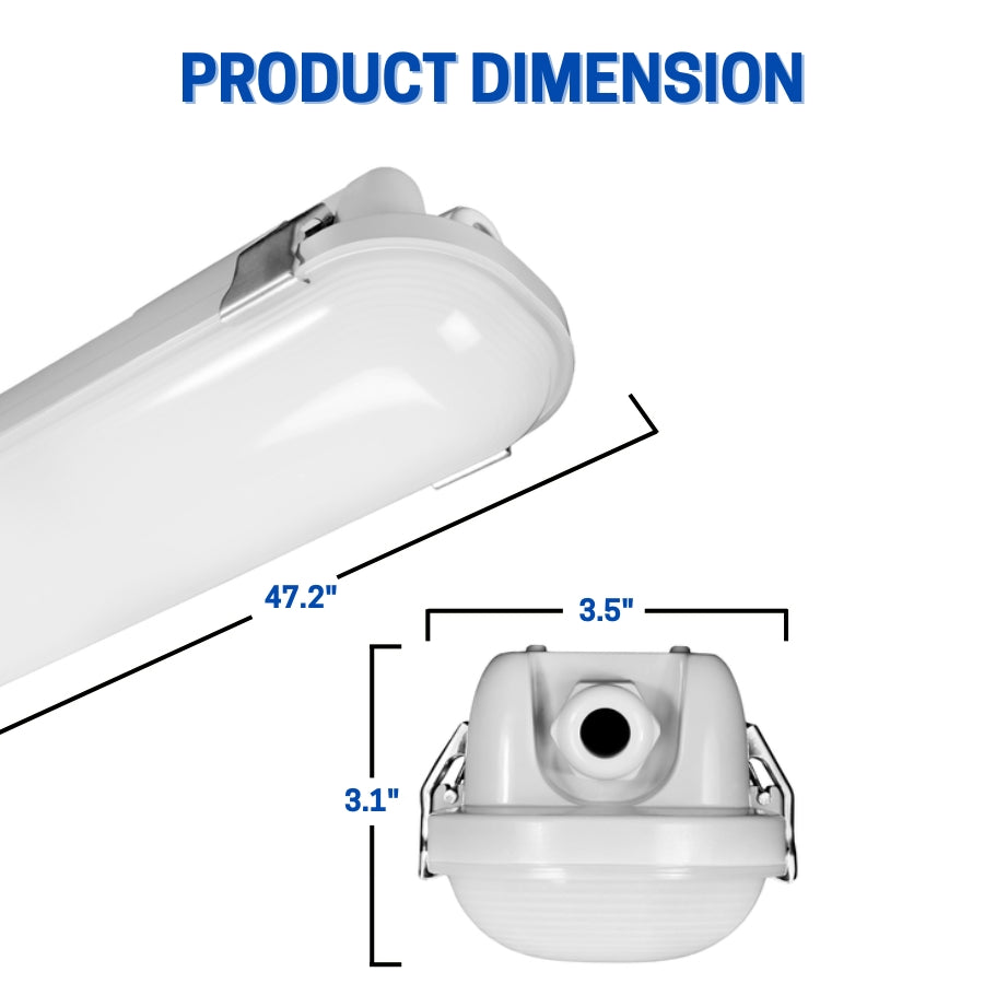 LED 4FT Vapor-Tight Fixture, 50W/40W/30W, CCT Selectable, 7,200 Lumens
