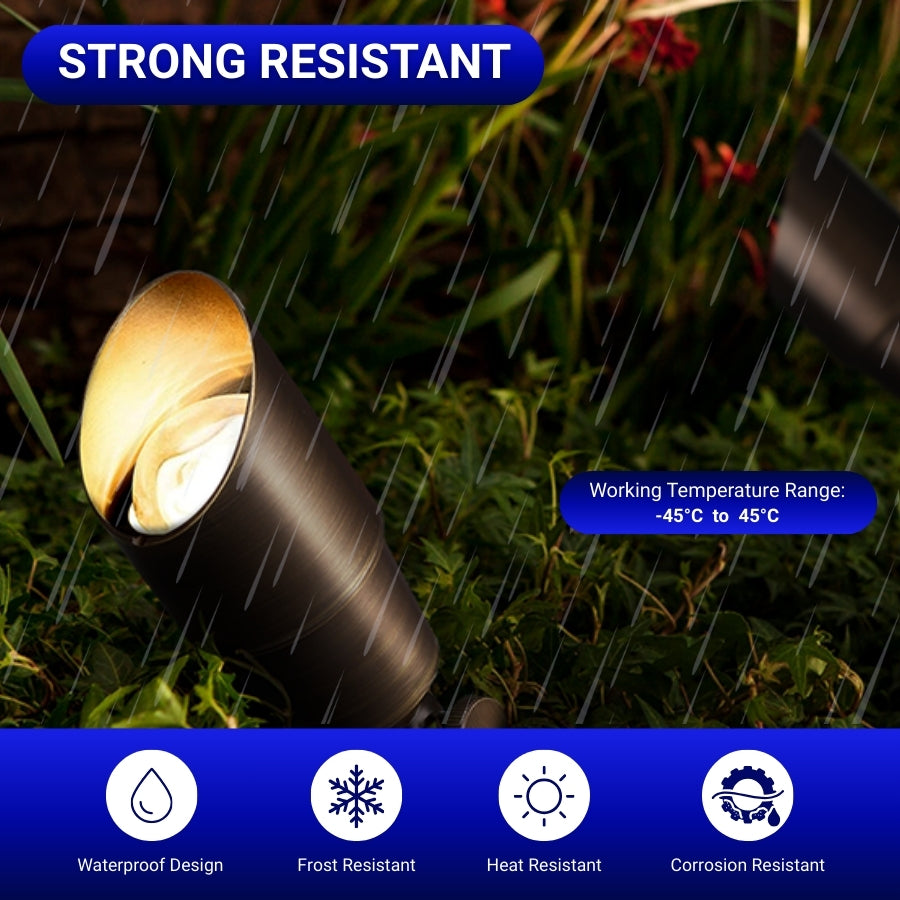 12V LED Outdoor Landscape Spotlights – Solid Brass Waterproof Uplights, Low Voltage Lighting Fixtures, 12 Pack Without MR16 Bulb
