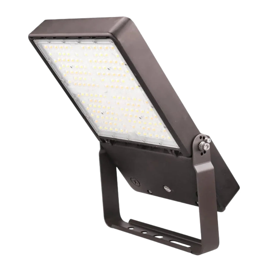 Black outdoor flood light on a white background
