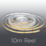 24VDC 10M Accent Series Dotless Strip Lights – 24V COB LED Strip 32ft, 528 LEDs/m, Dimmable, Dot-Free Indoor Tape for Cabinets, Shelves, Rooms & Accent Lighting – ETL, IP20