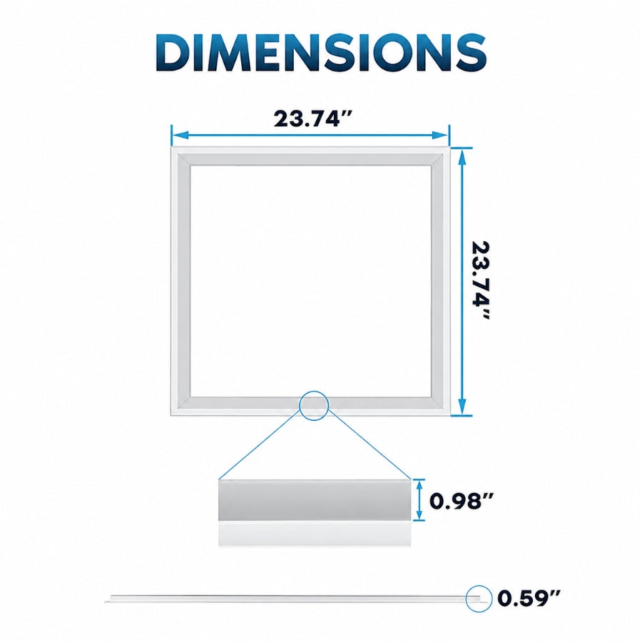 2×2 FT Edge-Lit Frame &amp; T-Grid LED Panel Light Dmensions at switchtoled