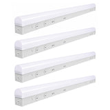 Four white LED linear lights on a white background
