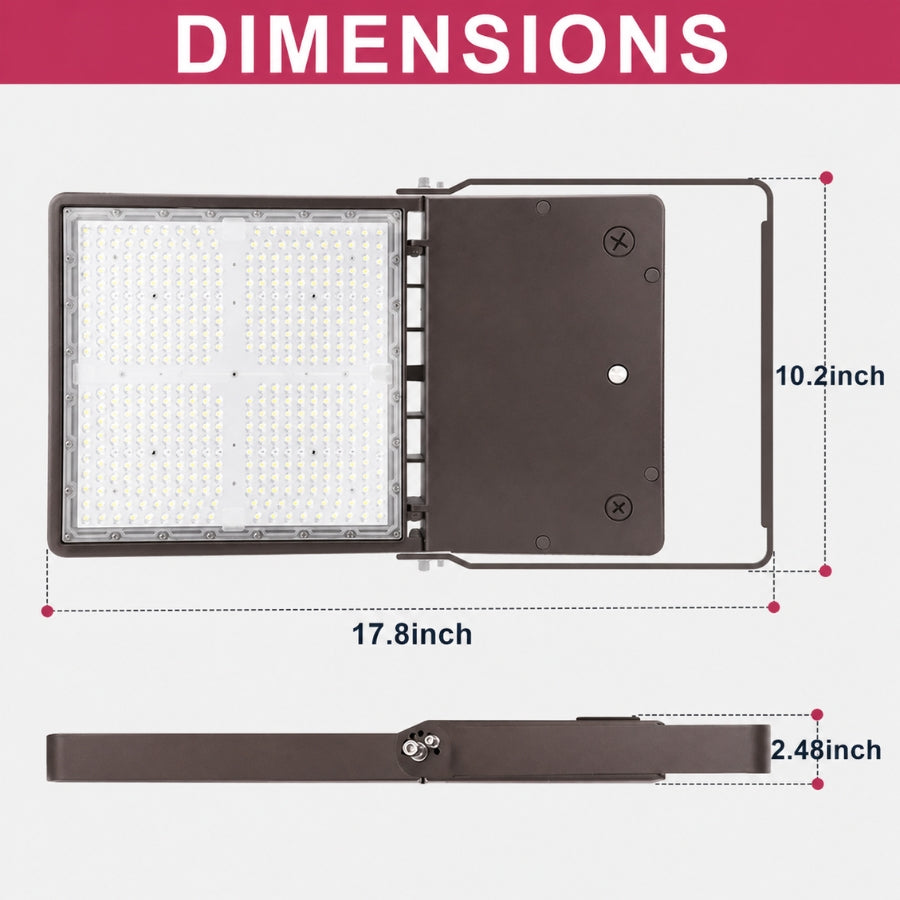 Detailed dimension diagram showing 17.8-inch width and 10.2-inch height, designed for large-area coverage and efficient installation.