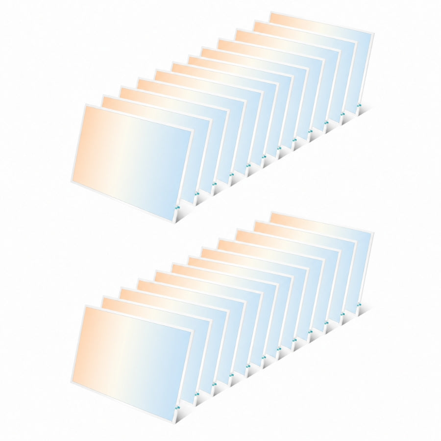 Twenty-four LED panel lights arranged in rows, representing high-volume pack ideal for large-scale installations like offices, schools, and commercial ceiling grid systems.