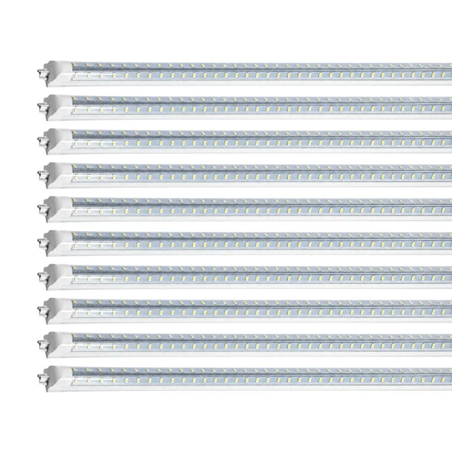 10 LED linear light tubes arranged in a vertical stack on a plain white background.