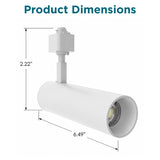 Dimension diagram showing the compact size of the 10W LED track light for easy installation.