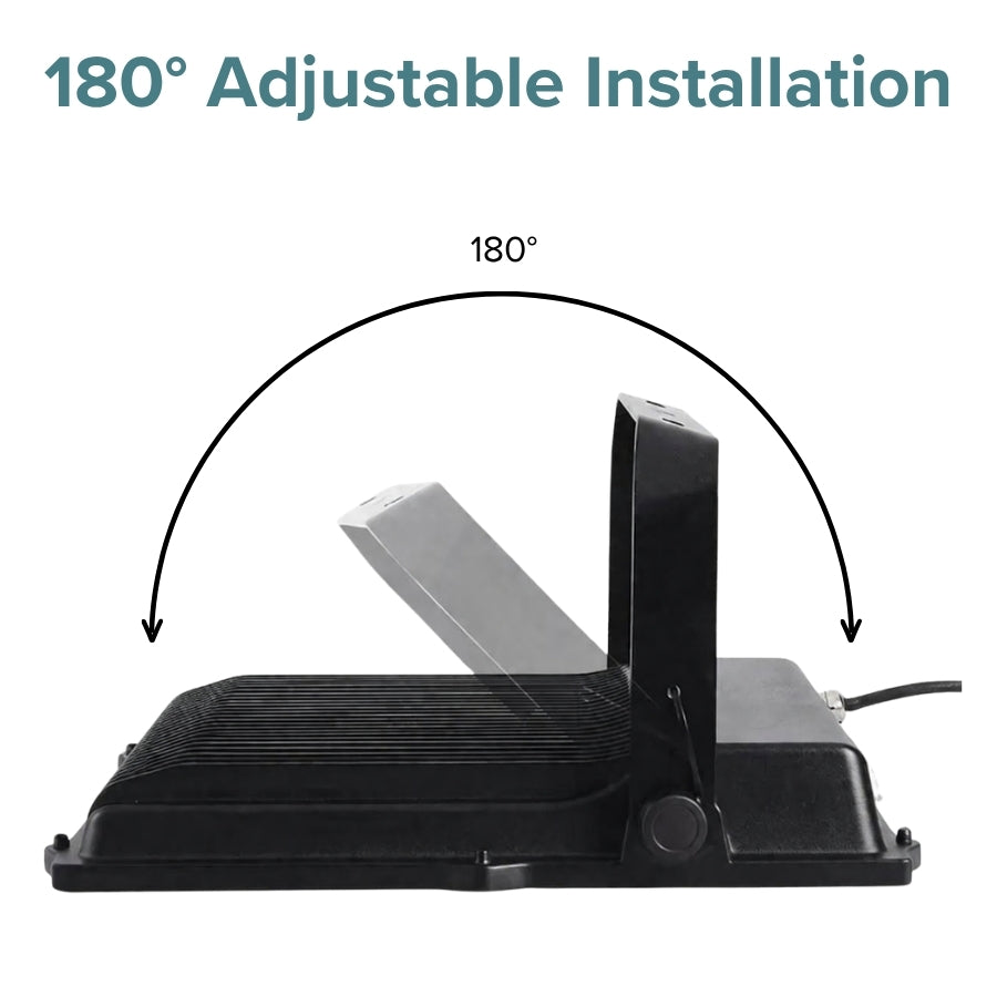 LED flood light 180 degree adjustable mounting bracket outdoor installation flexibility