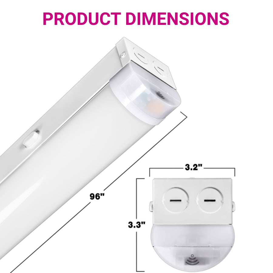 LED light bar with dimensions labeled on a white background