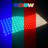 RGBW flexible LED backlight sheet displaying blue green red and white color output for decorative and translucent surface lighting by SwitchToLED
