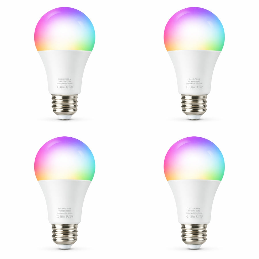 Smart RGB Color-Changing LED Light Bulb, 60W Equivalent, 800 Lumens, 9W E26 Base, 2700K–6500K Tunable White, 16 Million Colors, WiFi App & Voice Control, Works with Alexa & Google Home, Timer & Group Control