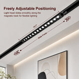 Magnetic grille spotlight track head sliding freely along a 24V magnetic ceiling track, allowing flexible positioning for precise architectural and accent lighting applications.