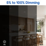 6-inch square LED wafer light with smooth 5% to 100% dimming performance for residential and commercial spaces.