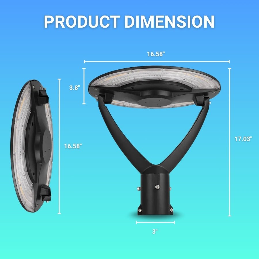 Street light with dimensions labeled on a blue background