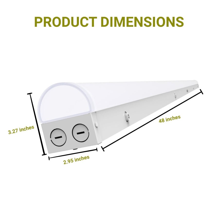 Product dimensions diagram with measurements in inches on a white background of led drop ceiling light fixture