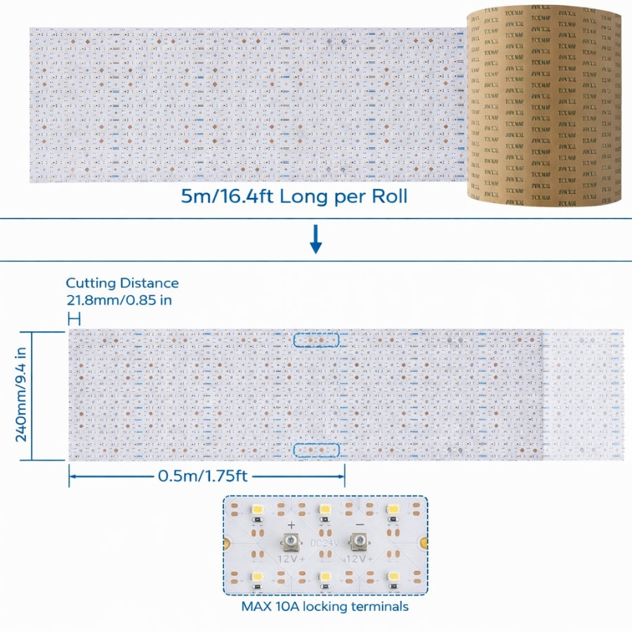 led backlight sheet​ with dimensions and specifications on a white background