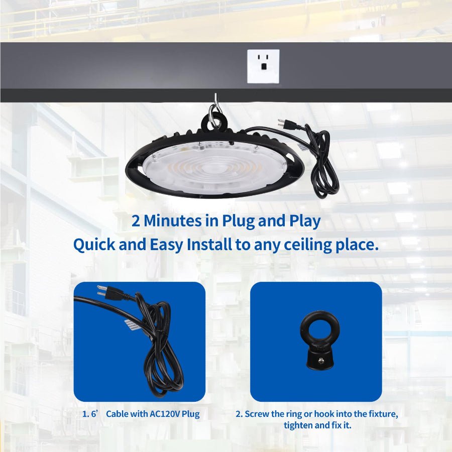UFO LED High Bay Light easy install plug and play at switchtoled.com