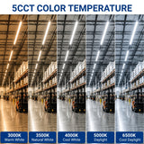 Warehouse interior with lighting color temperature effects displayed.