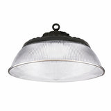acrylic high bay reflector for Ceiling light fixture with black frame and clear glass shade on a white background