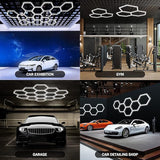 Hexagon LED Garage Light, 25 Pack LED Shop Ceiling Lamp, 192W 23040LM 6500K Daylight White, Linkable Plug-in Hexagon Lamp for Workshop Gym Car Care Warehouse 95x66.5inch