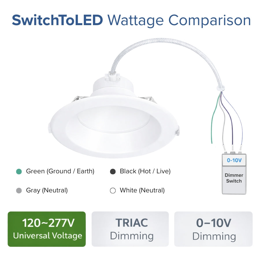 10” Commercial Canless LED Downlight – 22W/30W/38W Selectable – 5CCT ...