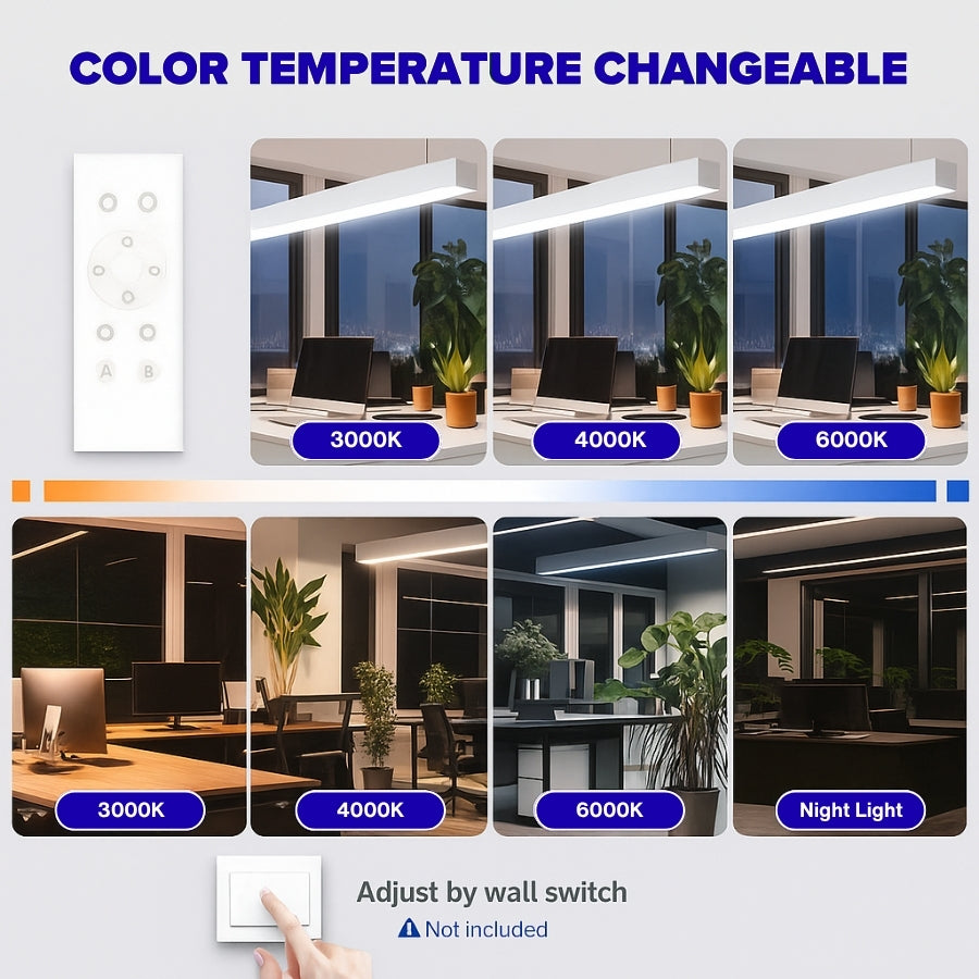 Lighting control panel with color temperature options in an office setting