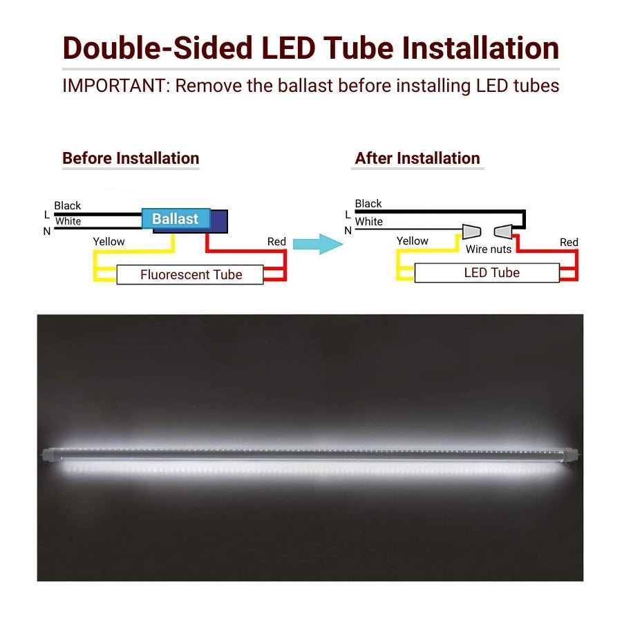 double sided led tube installation 