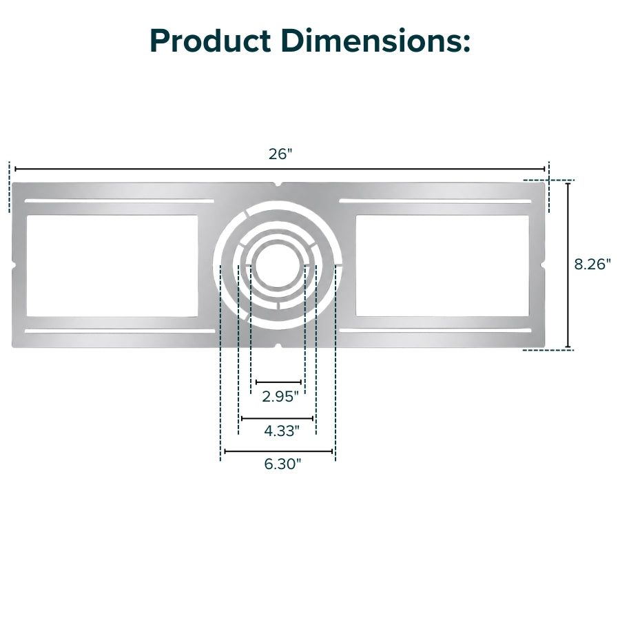 Diagram of a downlight bracket with dimensions labeled