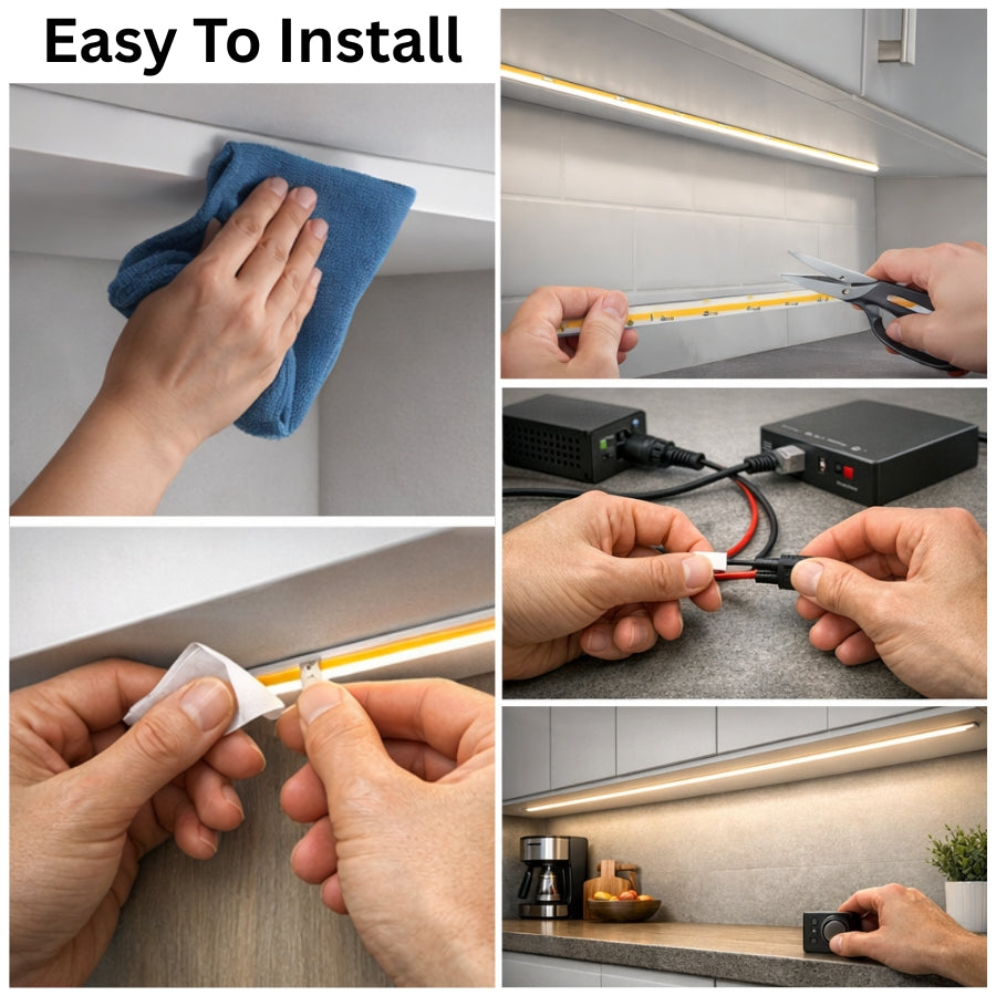 Step-by-step guide on installing under-cabinet LED lighting.