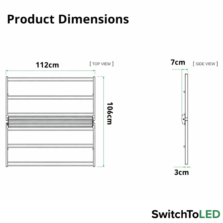 indoor led plant grow light​ with product dimension at switchtoled.com