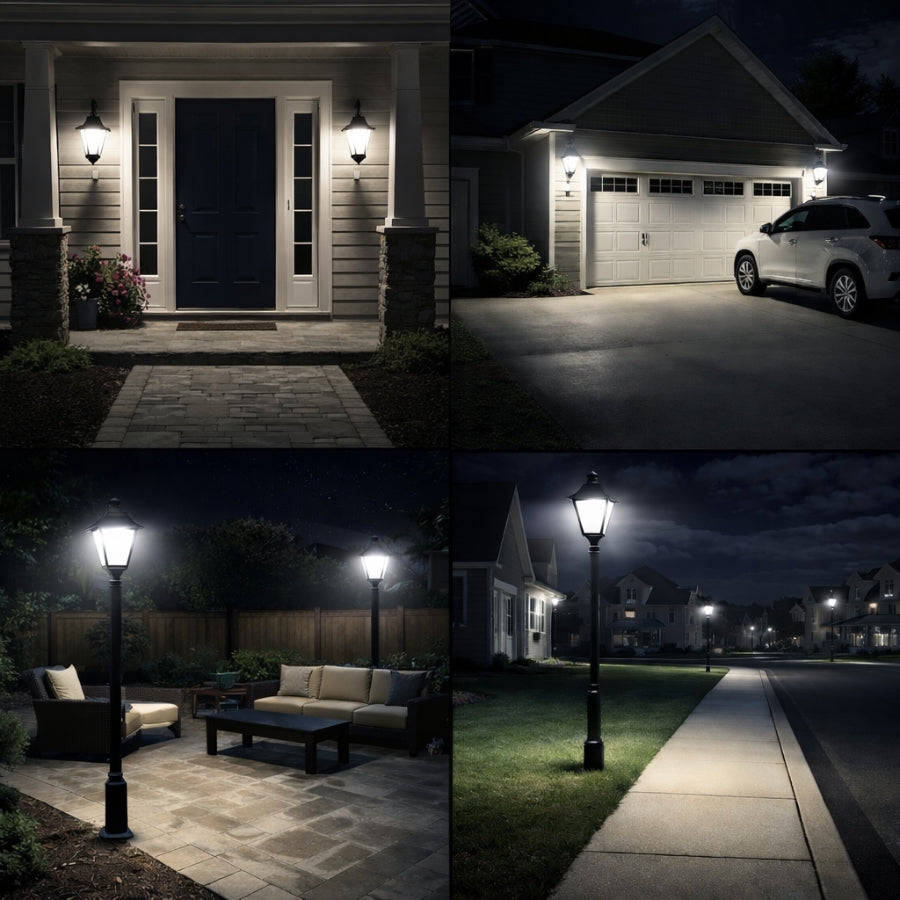 LED Dusk to Dawn Outdoor Lantern Installed for Yard, Street, Patio, Porch, and Garage Exterior Lighting