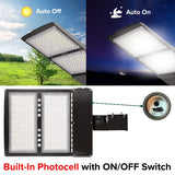 LED parking lot light with built-in photocell sensor for automatic on and off functionality