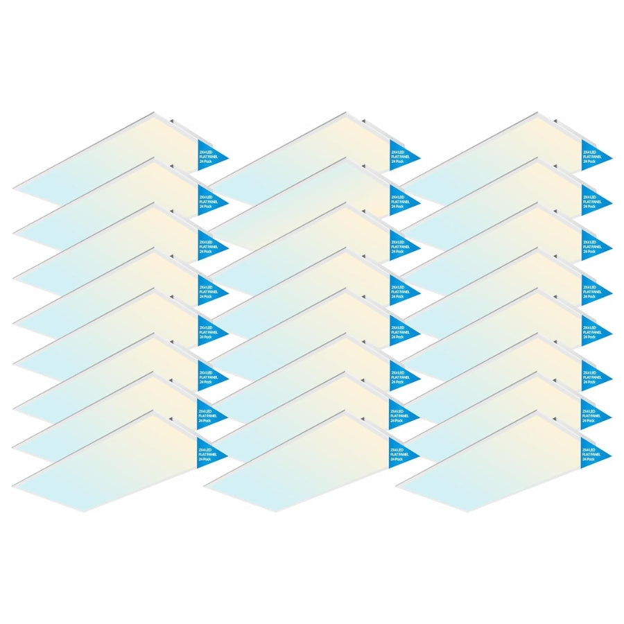 Set of light panels arranged in a geometric pattern on a white background, 24 pack led commercial lighting 