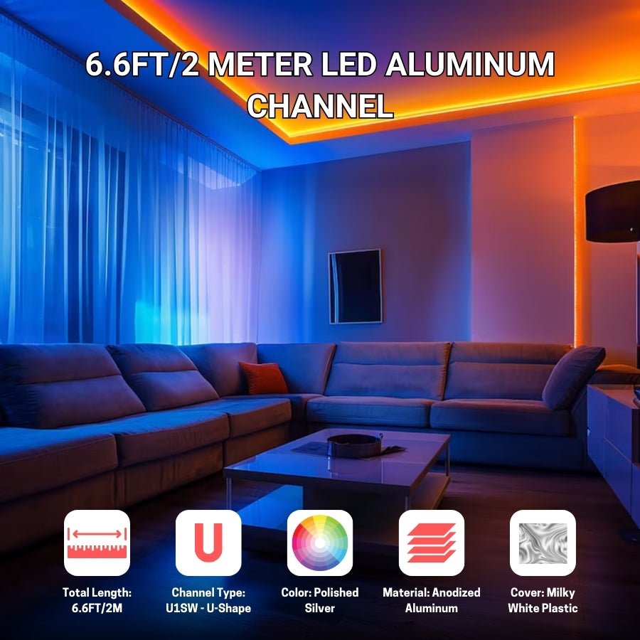 led light channel diffuser 6.6ft/2 meter at switch to led 