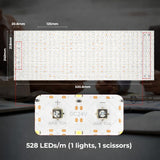 led light sheets​
with dimensions and specifications on a dark background
