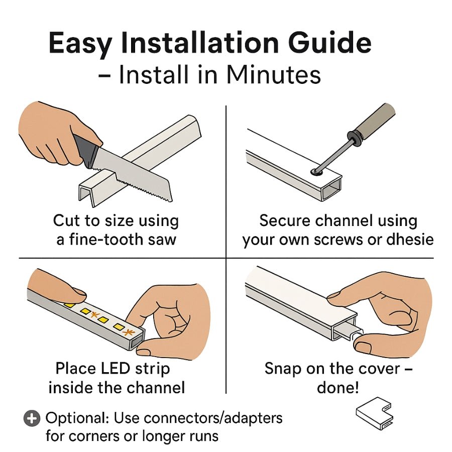 easy installation of led light strip channel diffuser guide at switchtoled 