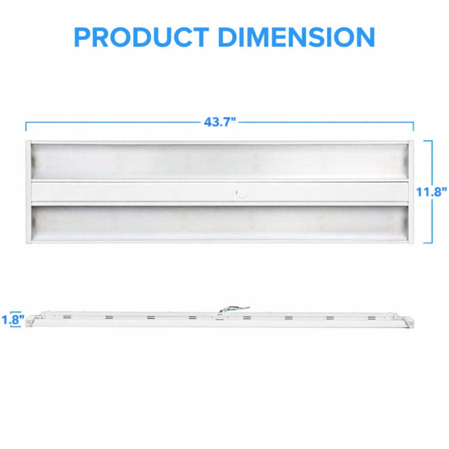 Measurement chart for a led linear high bay with dimensions labeled at switchtoled 
