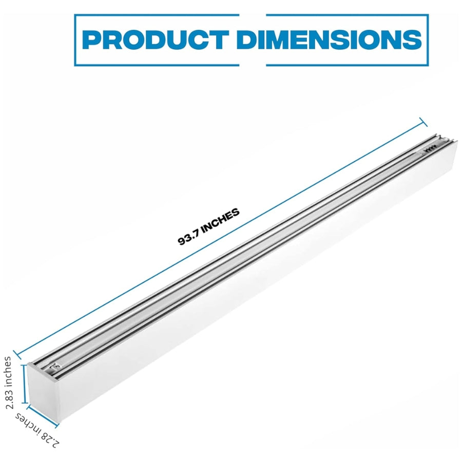 Measurement chart for a led linear pendant light fixtures​ with dimensions labeled