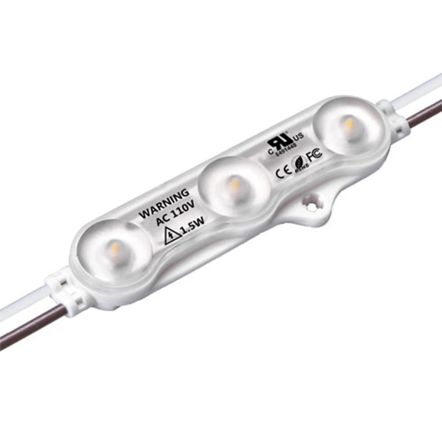 led module with warning label on a white background