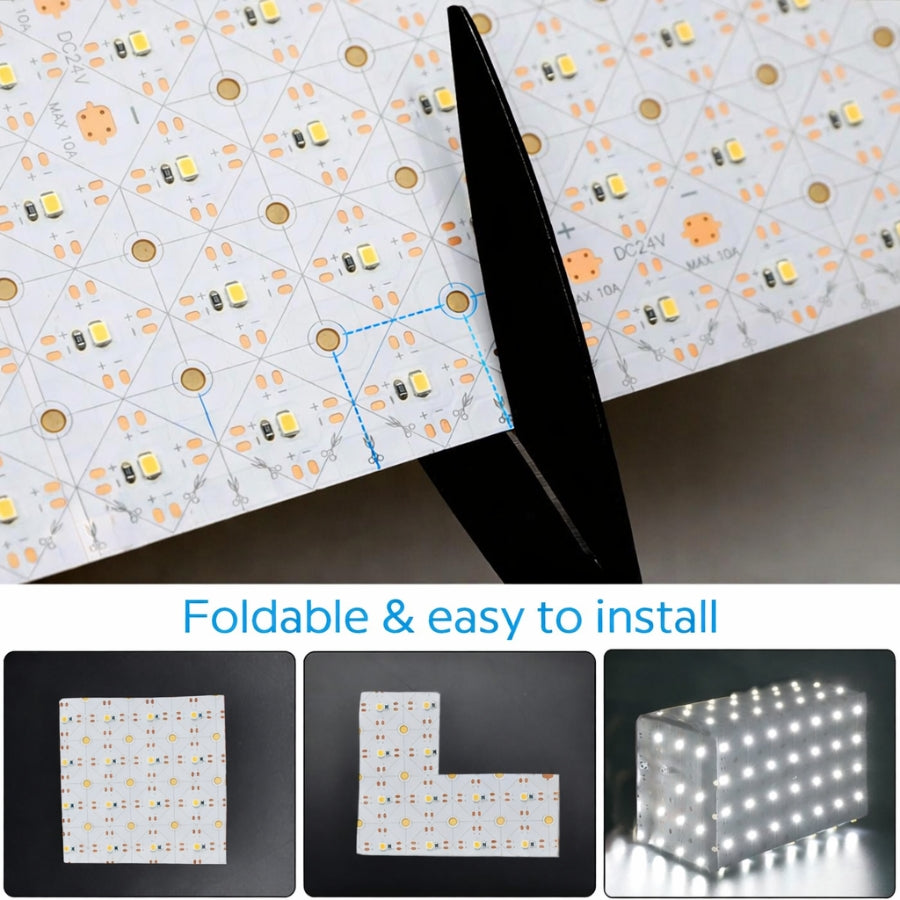 LED light panel with foldable design and text 'Foldable & easy to install' on a white background.