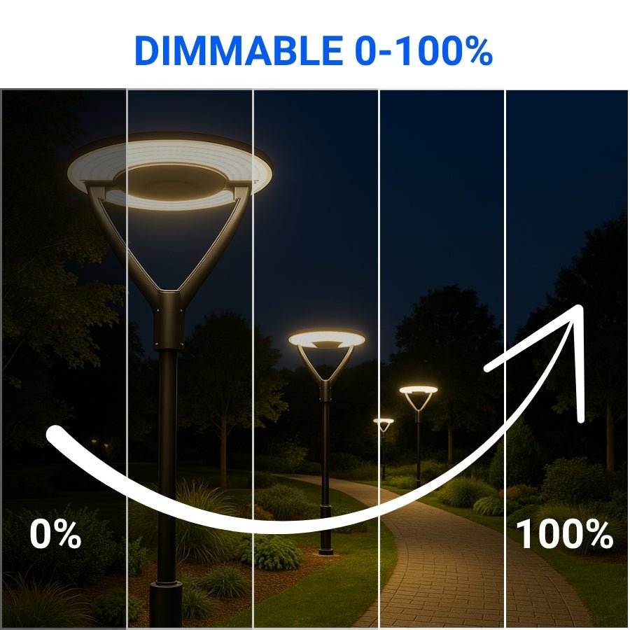 Dimming features modern outdoor post lighting fixtures​ at switchtoled 