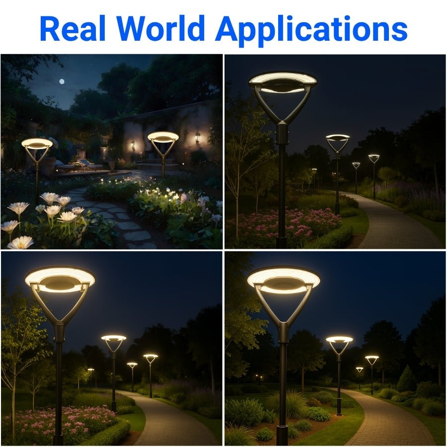 Real world applications of modern outdoor post lighting fixtures​ at switchtoled 