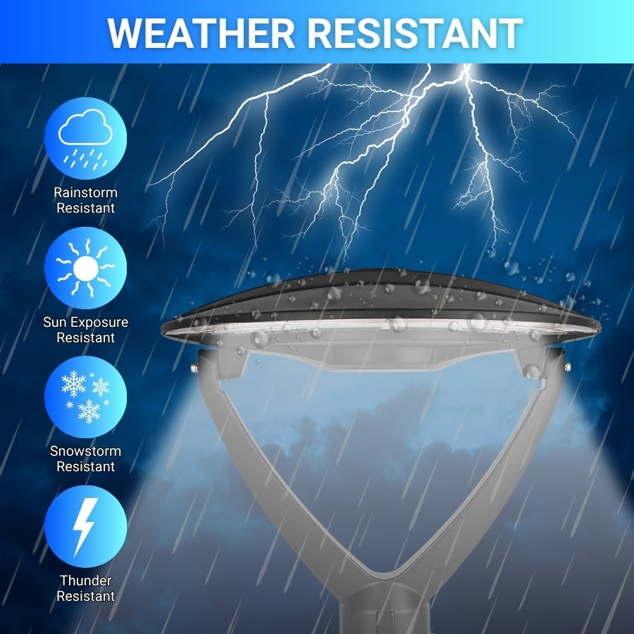 Weather Resistant outdoor lamp post light fixture at switchtoled.com