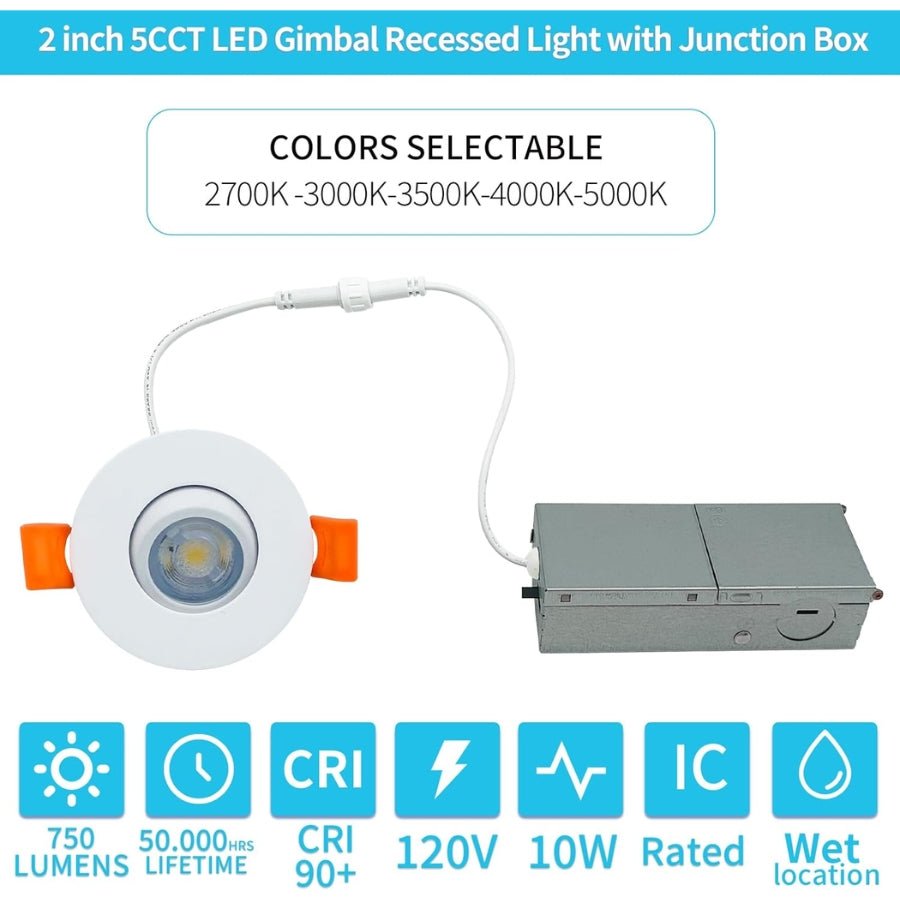 LED Recessed Light 5cct with junction box at switchtoled 