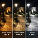 Selectable LED Outdoor Post Light Color Temperatures – 3000K Warm White, 4000K Neutral White, and 5000K Daylight