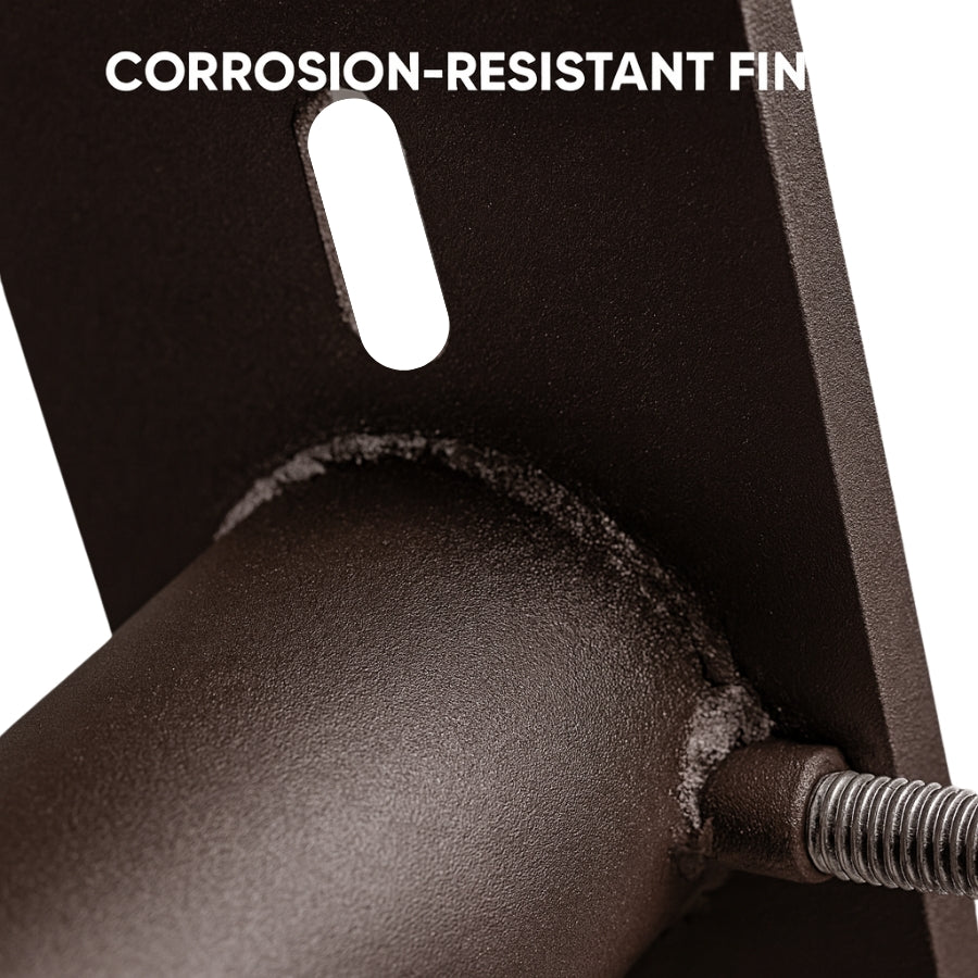 Close-up of a metal component with text 'CORROSION-RESISTANT FIN' on a white background