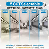 Display of a conference room with adjustable lighting color temperature options.