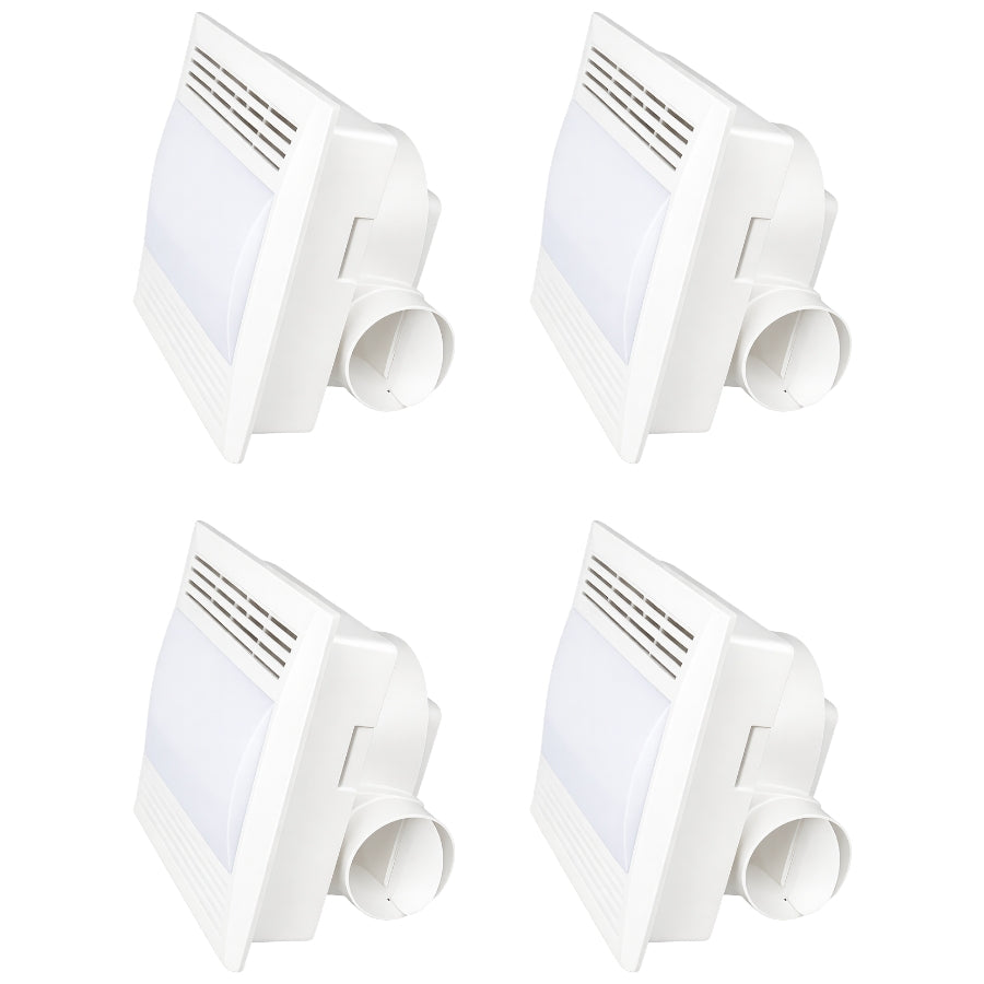 4 pack Exhaust fan with LED light on a dark background, featuring the SwitchToLED brand.